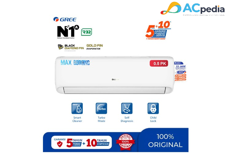 Gree AC Wall Mounted Split Deluxe Standard Series 1/2 PK - GWC-05N1A