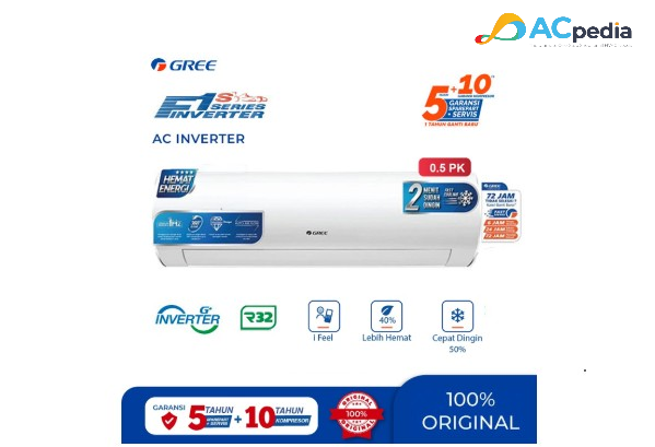 Gree AC Wall Mounted Split Inverter F1S Series 1/2 PK - GWC-05F1S